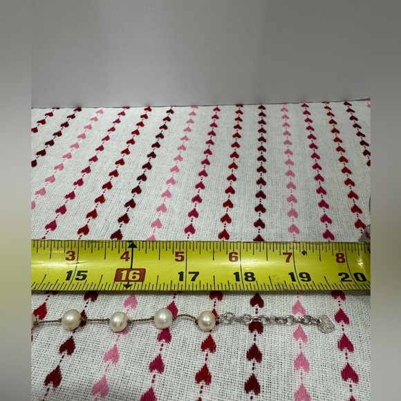 Pearl Necklace rope tied with rhinestone bead - Picture 6 of 7